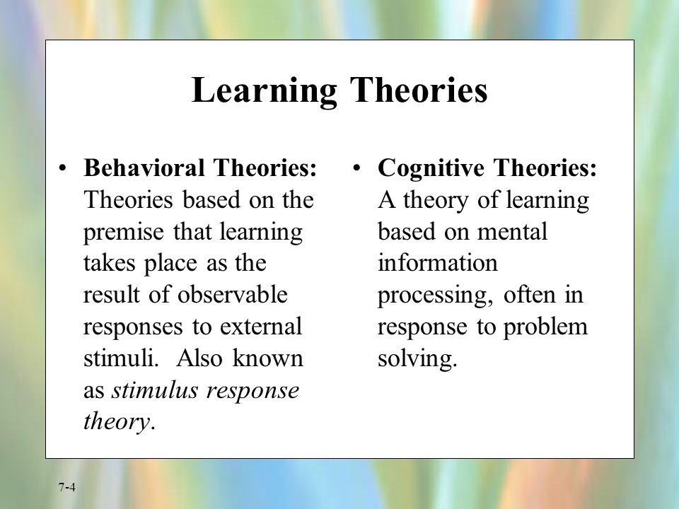 Behavioral And Cognitive Learning Theories 2024 favors